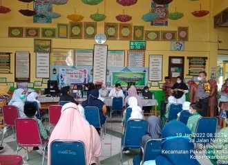 Polsek Pekanbaru Kota Melaksanakan Pengamanan Vaksinasi Covid-19 Untuk Anak Usia 6-11 Tahun