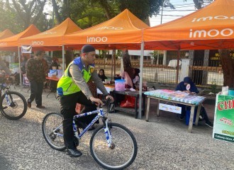 Patroli Sepeda Satlantas Polresta Pekanbaru Sambangi Pasar Ramadhan