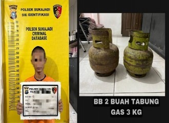 Pelaku Pencurian 4 Buah Tabung Gas Elpiji 3 Kg Diamankan Polisi.