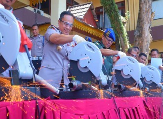 Hasil Operasi Patuh 2023, Polresta Pekanbaru Musnahkan Ratusan Knalpot Brong