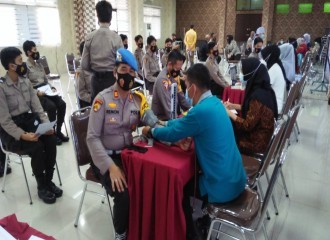 POLRESTA PEKANBARU LAKUKAN VAKSINASI COVID 19 TAHAP DUA  