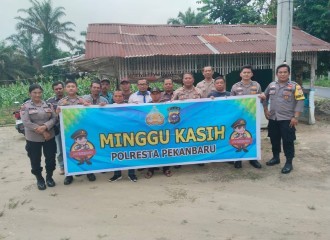 Polsek Rumbai Gelar Minggu Kasih, Sampaikan Pesan Kamtibmas Kepada Warga Palas