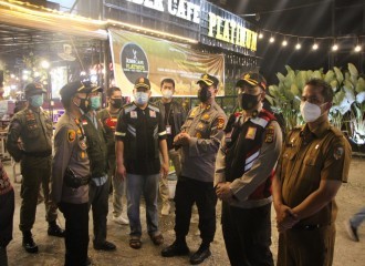SASARAN PUSAT KERAMAIAN DAN CAFE,POLRESTA PEKANBARU GELAR OPERASI  GABUNGAN YUSTISI PENEGAKAN PROTOKOL KESEHATAN